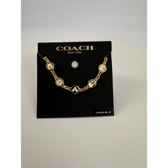 Coach Enamel Gold Chain Necklace Coach Letter
Charms NWT - Picture 6 of 10